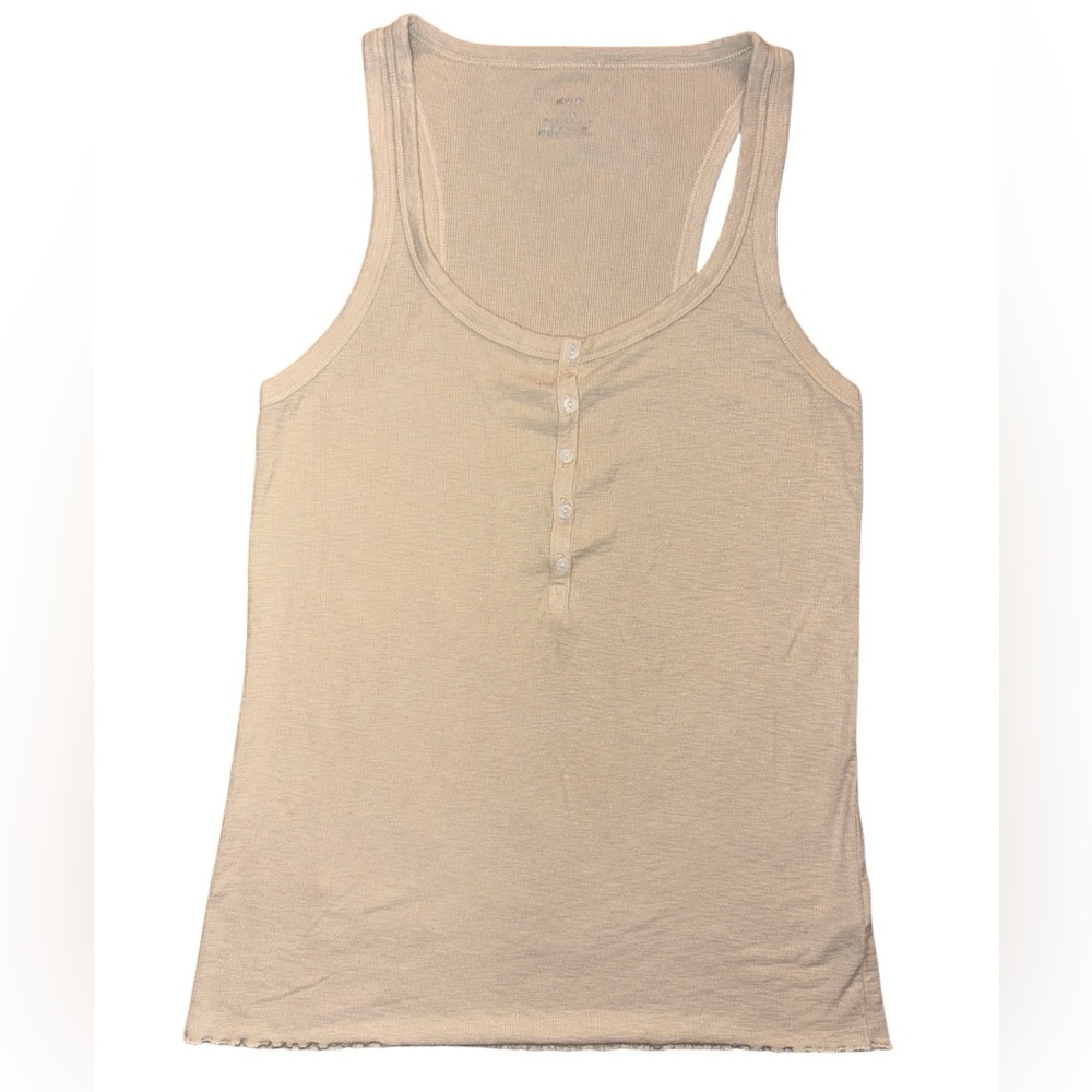 Aerie Light Beige Buttoned Tank Top